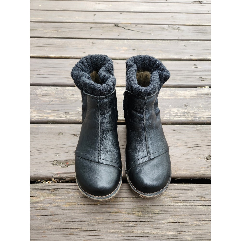 El Naturalista Yggdrasil Boots Black Leather Knit Collar Size 37 Women US 7 - Picture 5 of 8